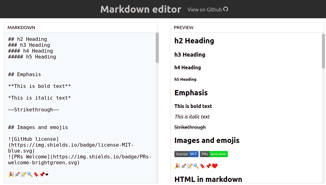 Markdown Editor screenshot